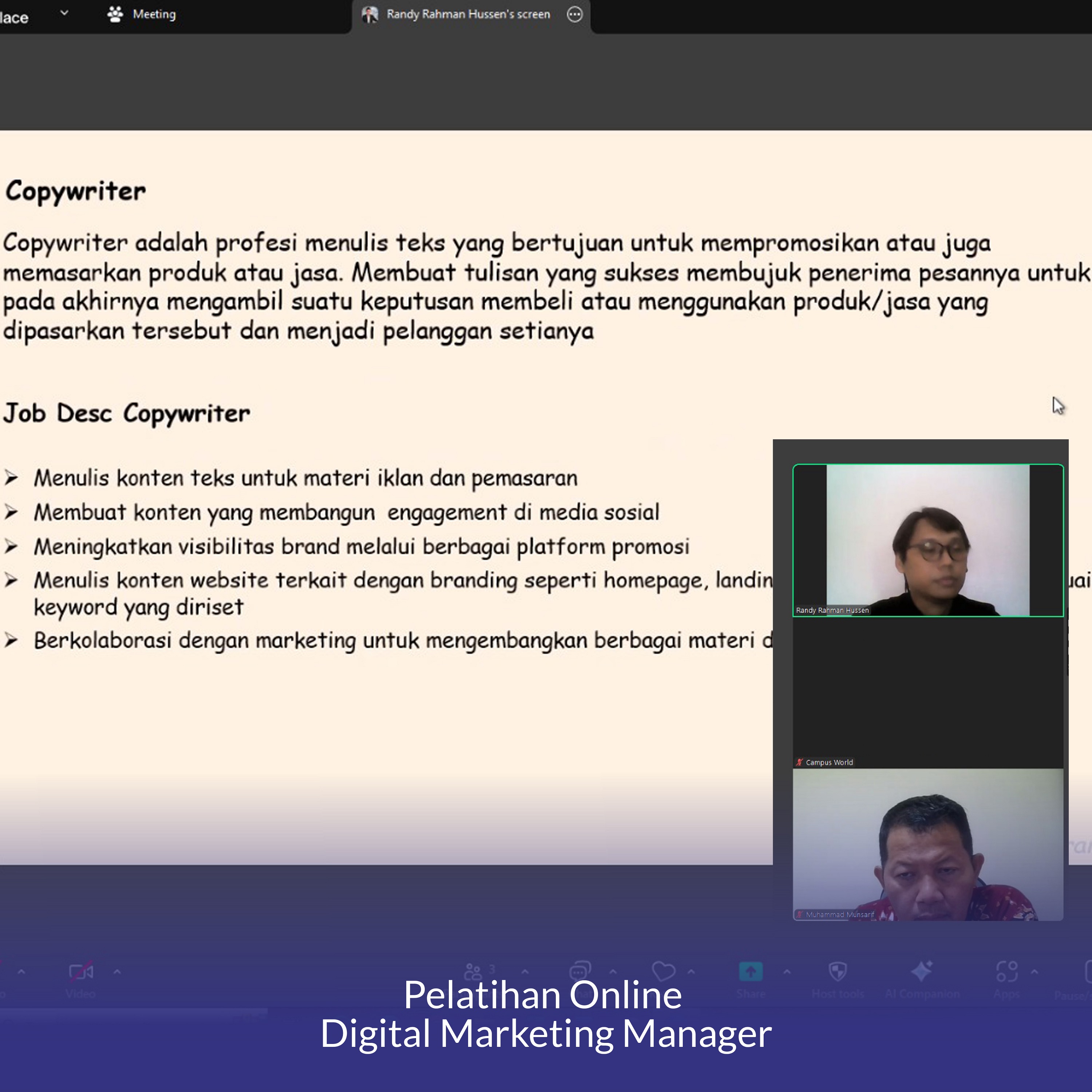 Pelatihan Online Digital Marketing Manager
